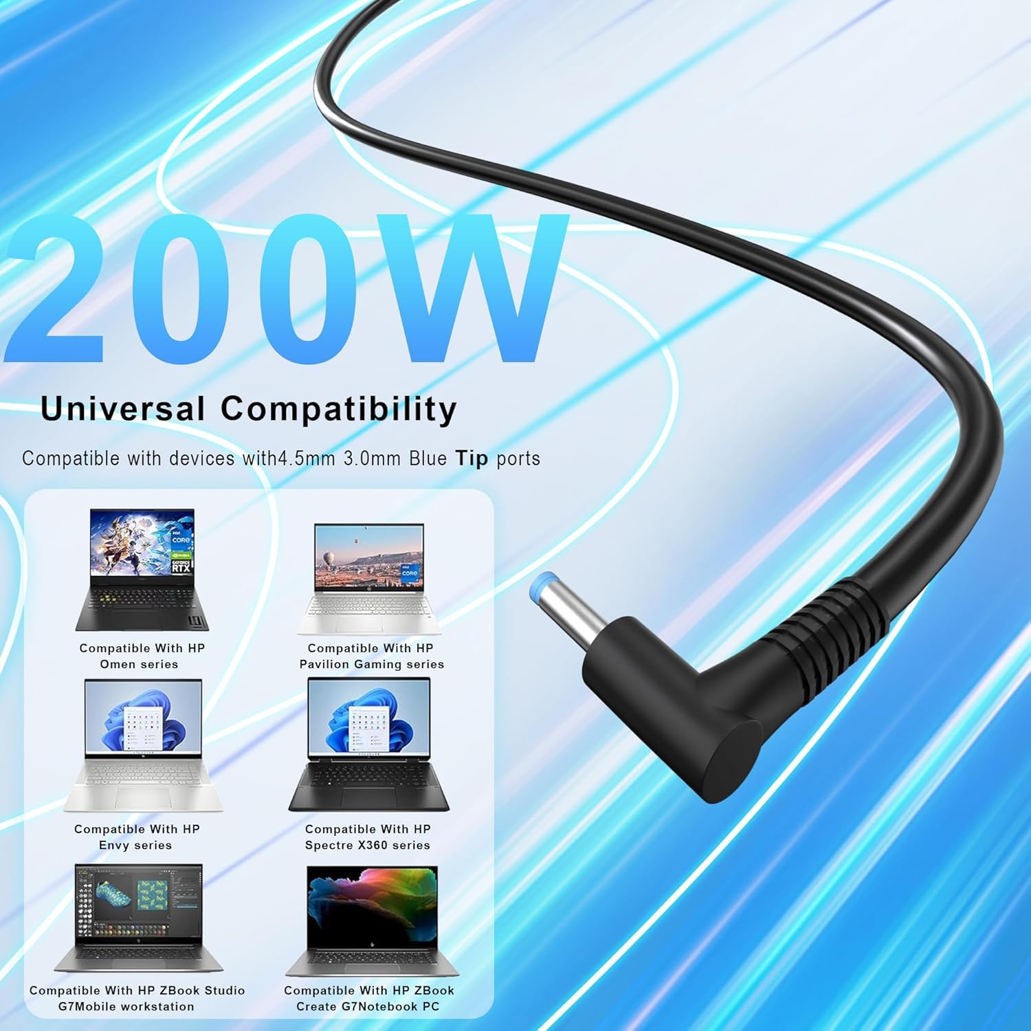 200W Laptop Charger Compatible with HP Omen Gaming 15 17 Pavilion
